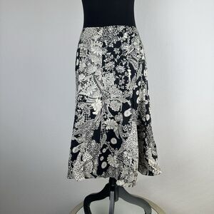 Barry Bricken Skirt Women Size 12 Paisley Floral A Line Knee Length 100% Cotton